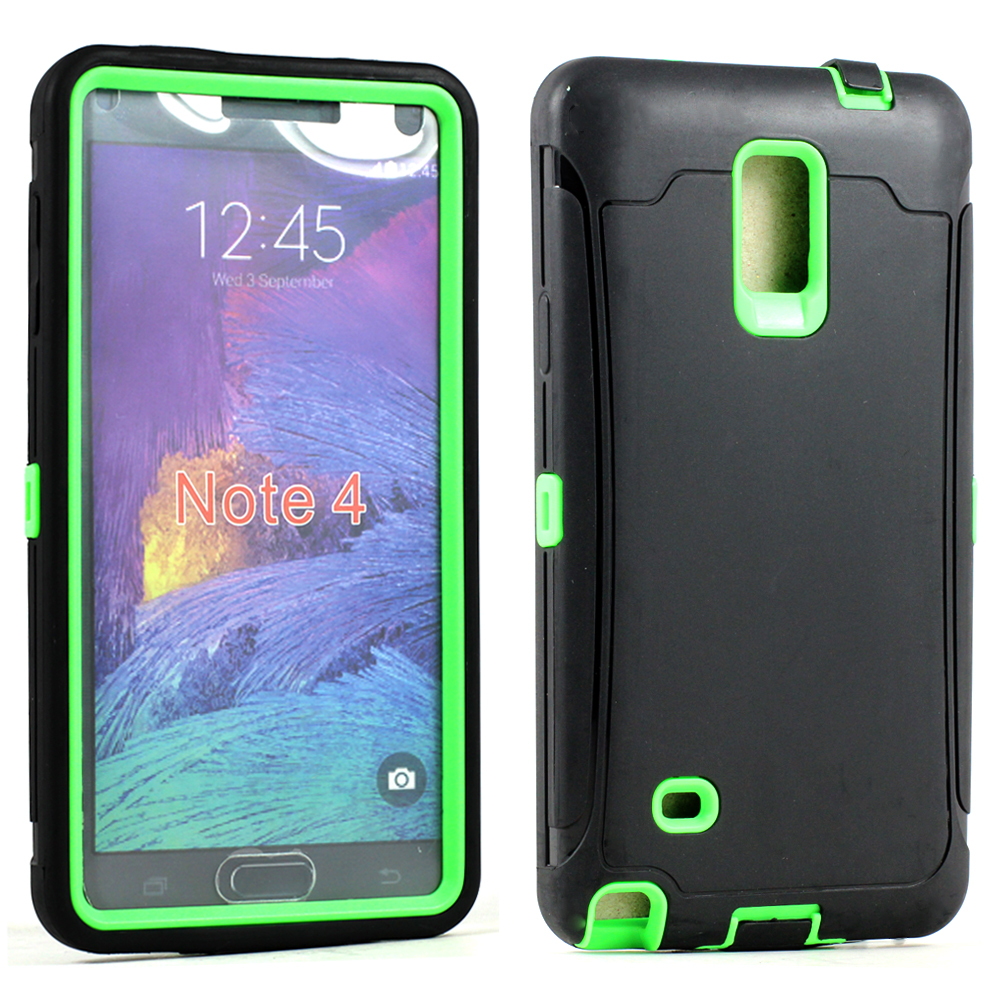 Samsung Galaxy Note 4 Armor Robot Case with Screen (Black Green)